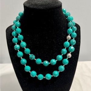 Turquoise beads necklace and sterling silver stamped 925.